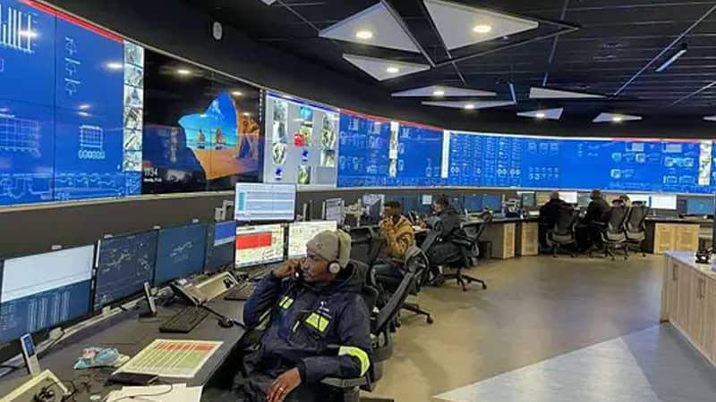 mining control room with KVM displays